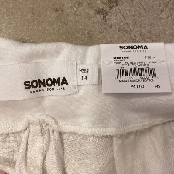 NWT Sonoma 14 Straight Mid Rise Leg Pants Cowl Elastic Waist - Picture 5 of 6